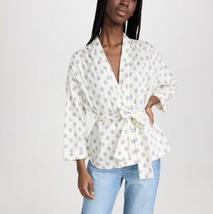 Xirena paisley print Wrap long sleeves Top